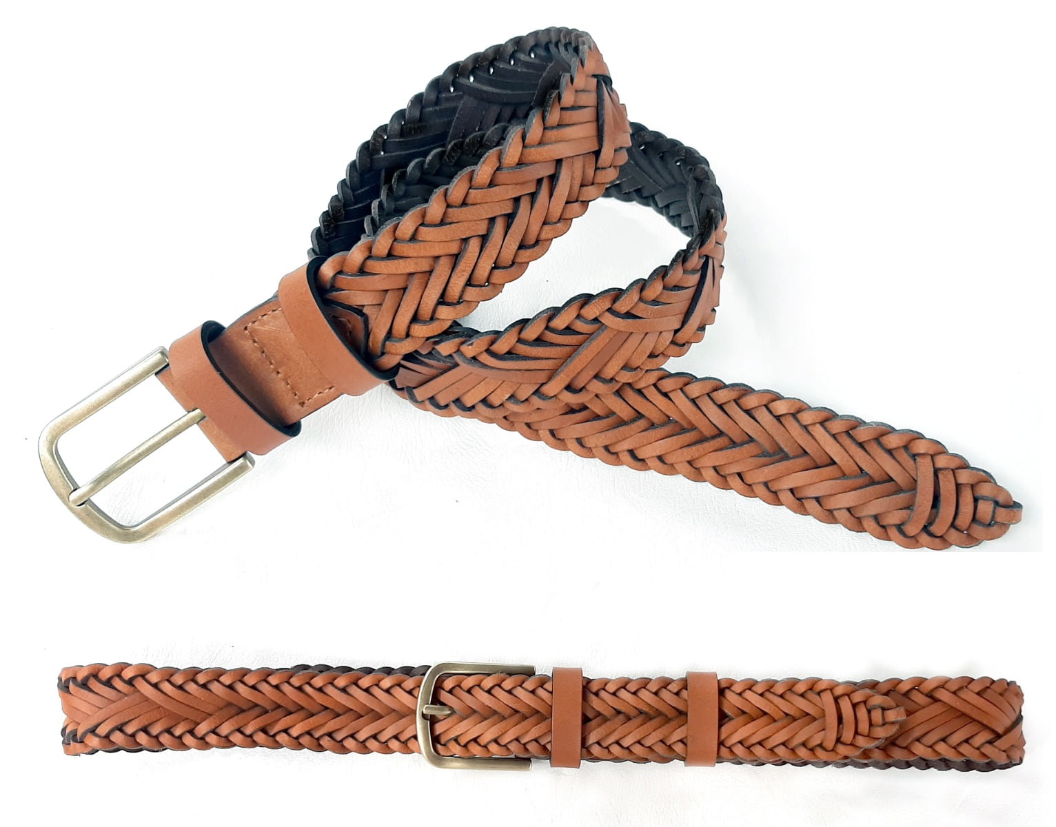 BT-13192 Woven 35mm Belt - Tan - Oran Leather
