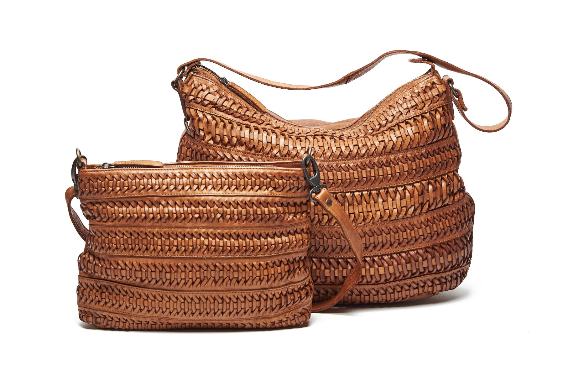 Rumbai Raffia Shoulder Bag With Brown Leather Strap Woven 